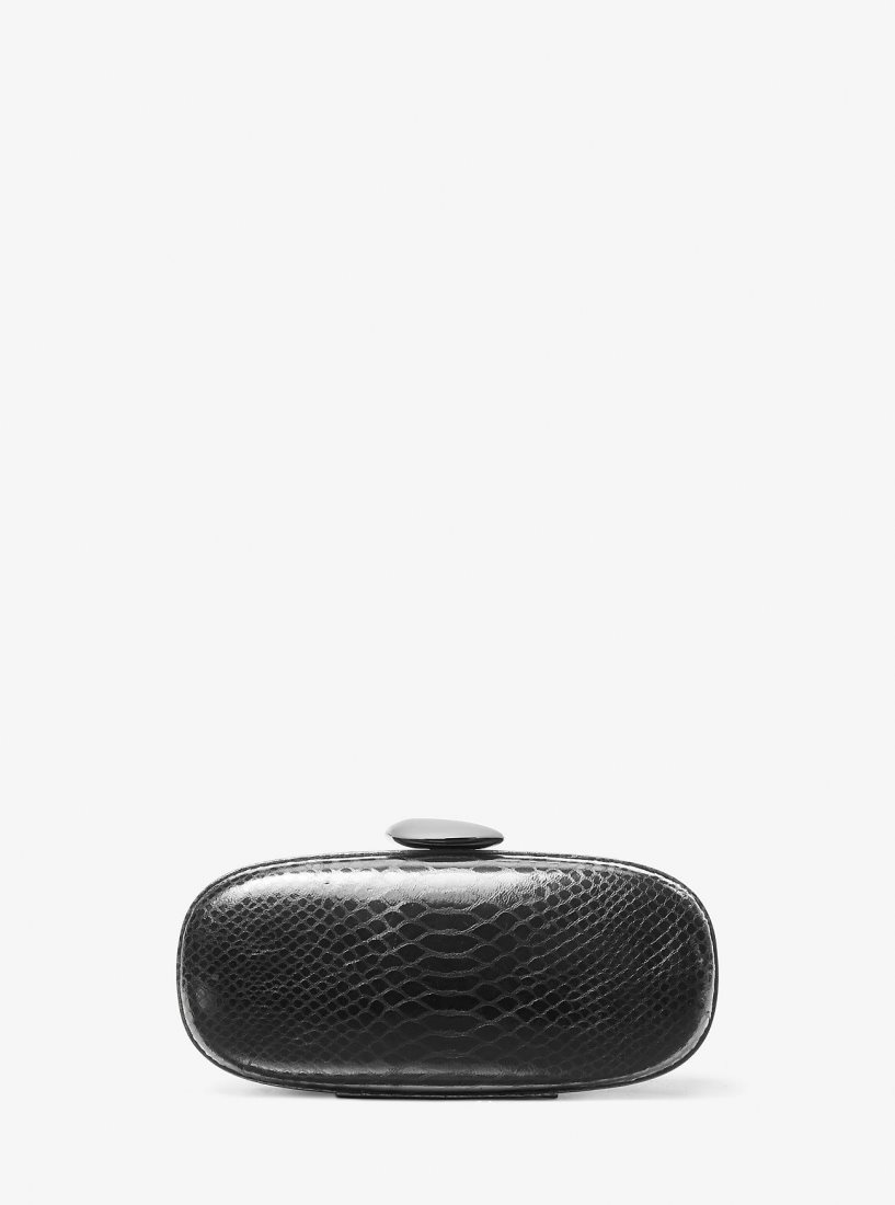 Pochettes Michael Kors Tina Small Python Embossed Leather Minaudiere Femme Grise | 1438UFLGW