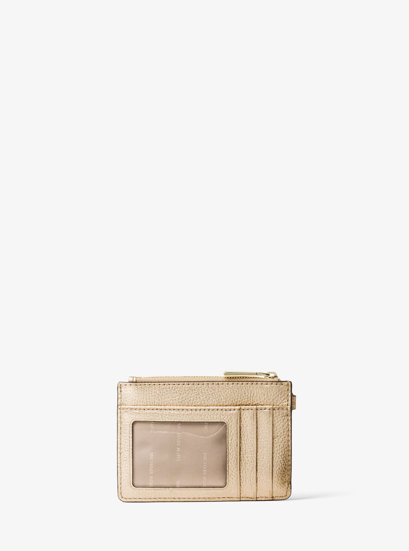 Porte-Monnaie Michael Kors Metallic Leather Coin Purse Femme Doré | 7029QBVNJ