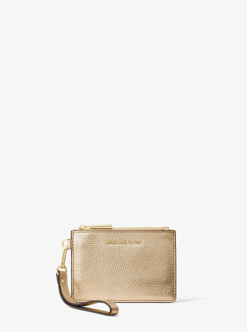 Porte-Monnaie Michael Kors Metallic Leather Coin Purse Femme Doré | 7029QBVNJ