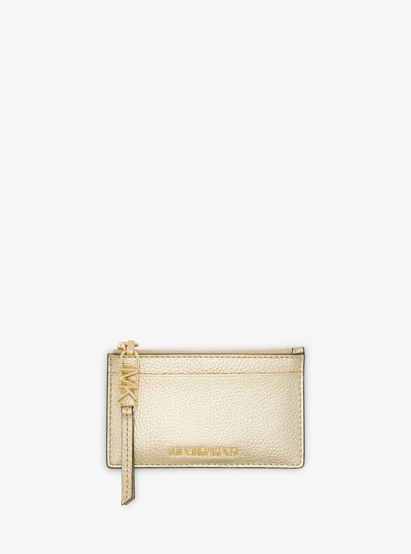 Porte Cartes Michael Kors Empire Small Metallic Leather Card Case Femme Doré | 2613JXZNF