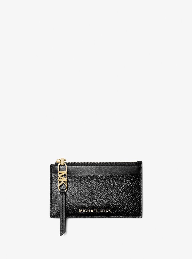 Porte Cartes Michael Kors Empire Small Pebbled Leather Card Case Femme Noir | 2758TGYOM