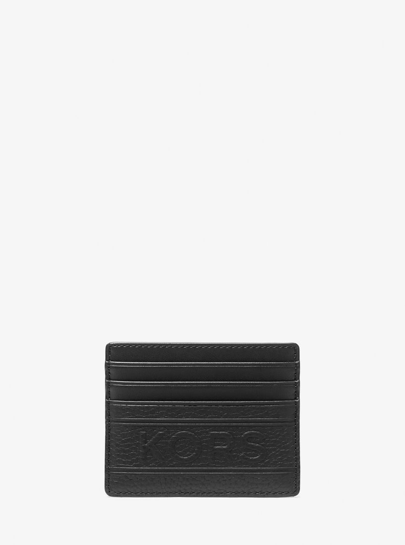 Porte Cartes Michael Kors Hudson Embossed Pebbled Leather Tall Card Case Homme Noir | 1849JUIBT