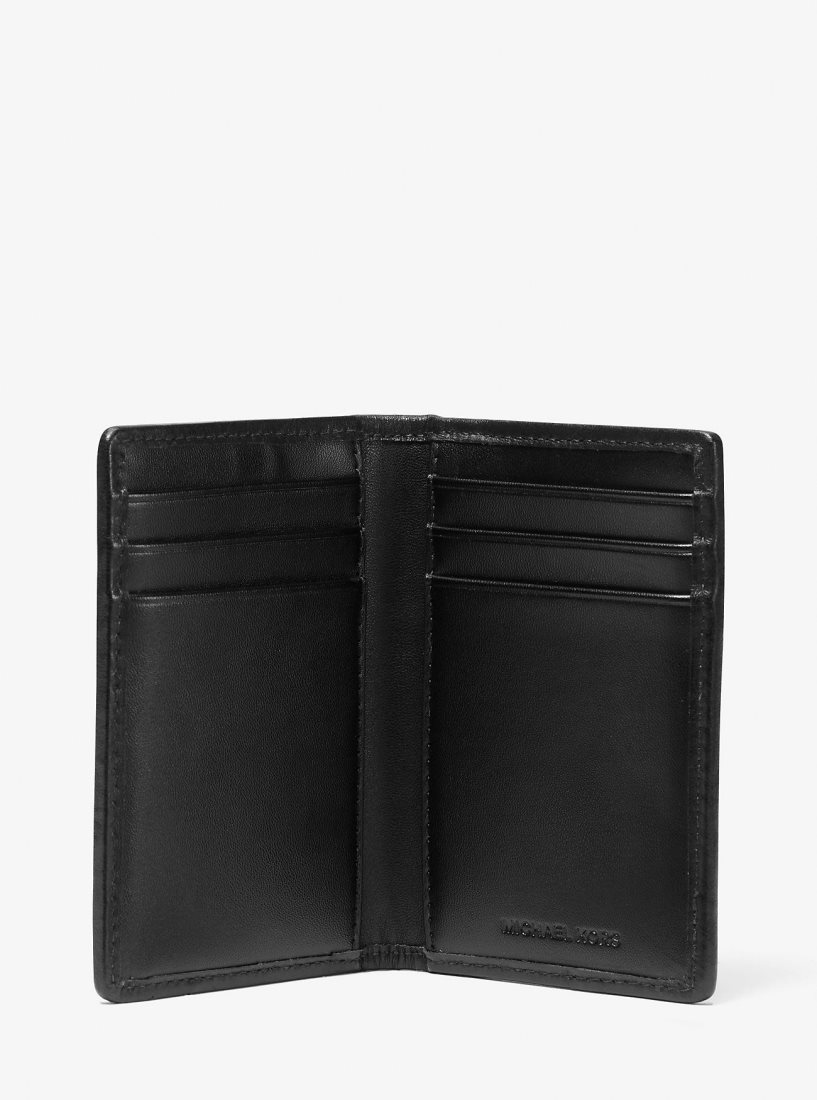 Porte Cartes Michael Kors Hudson Empire Logo Jacquard Bi-fold Card Case Homme Noir | 2690HNYFD
