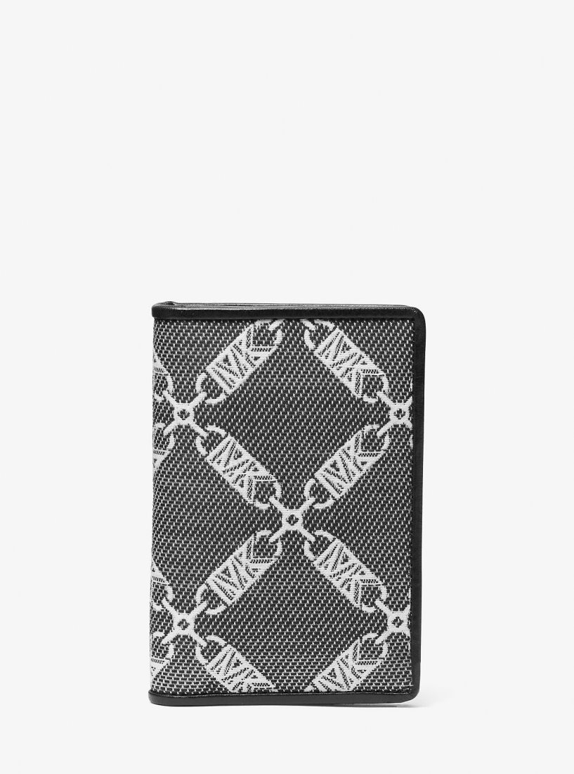 Porte Cartes Michael Kors Hudson Empire Logo Jacquard Bi-fold Card Case Homme Noir | 2690HNYFD