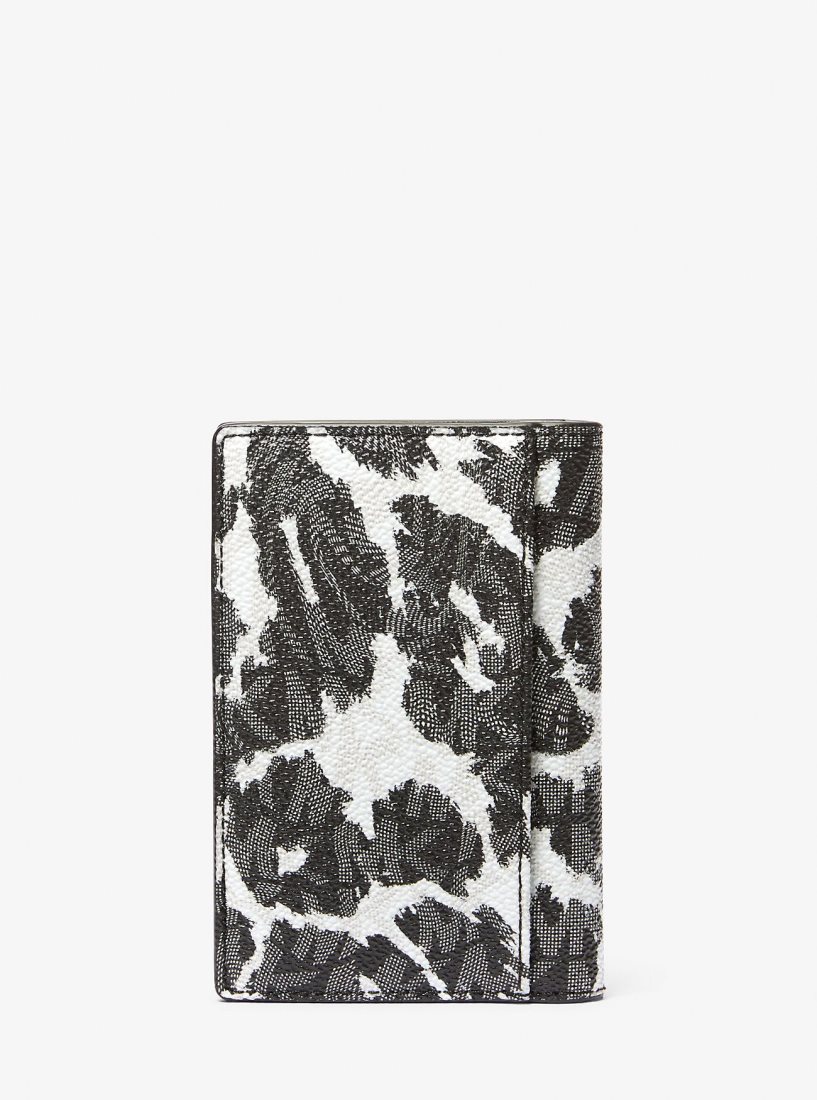 Porte Cartes Michael Kors Hudson Leopard Logo Bi-Fold Card Case Homme Noir Grise | 0697KVHUN