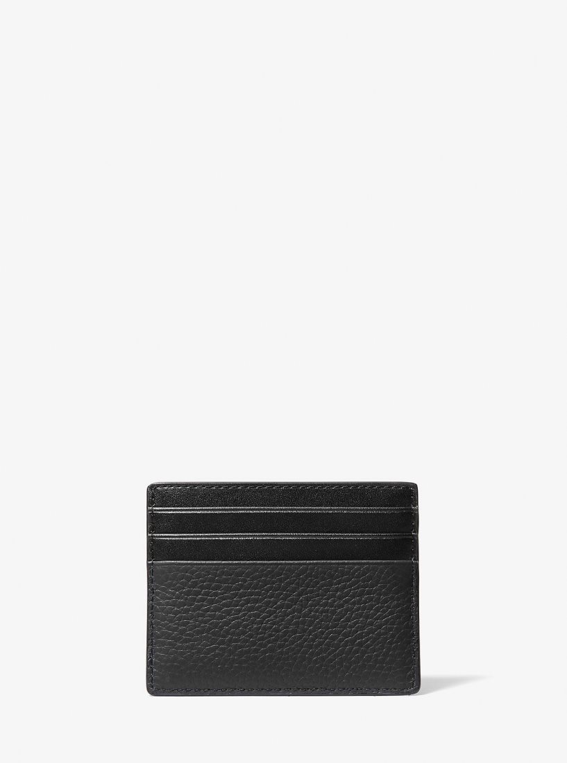 Porte Cartes Michael Kors Hudson Pebbled Leather Card Case Homme Noir | 1370OGIFA