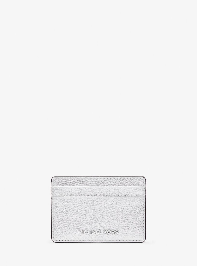 Porte Cartes Michael Kors Jet Set Small Metallic Leather Card Case Femme Argent | 0864JZBWN