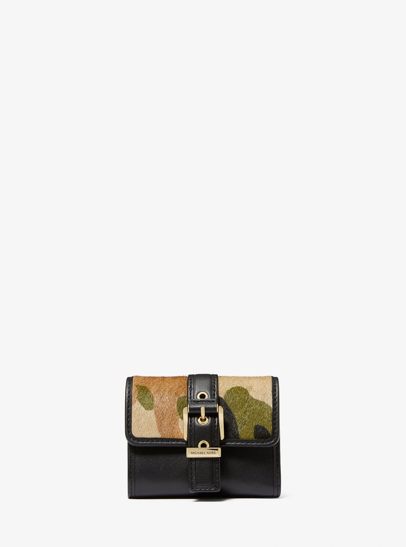 Portefeuilles Michael Kors Colby Small Camouflage Print Calf Hair Tri-Fold Wallet Femme Vert Olive Multicolore | 4629WVMUL