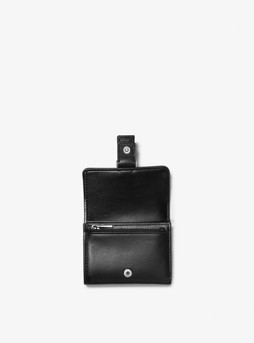 Portefeuilles Michael Kors Colby Small Leopard Print Calf Hair Tri-Fold Wallet Femme Noir | 6742JKFEZ