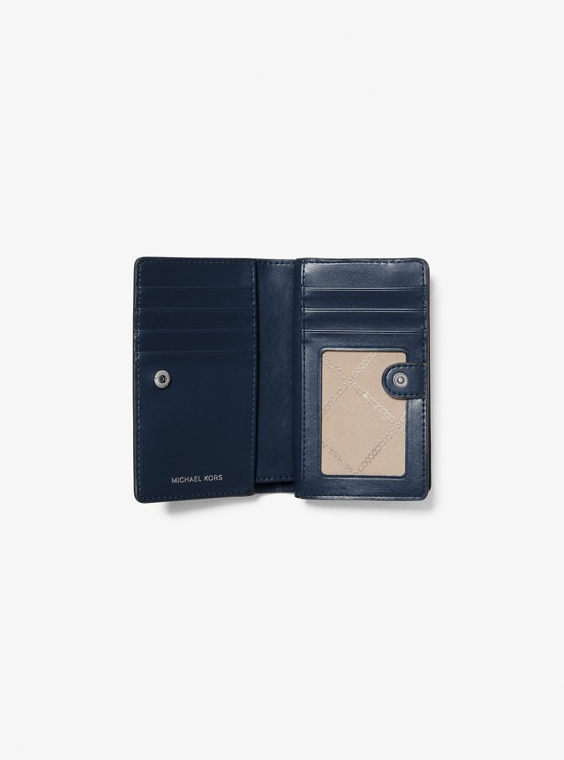 Portefeuilles Michael Kors Empire Medium Pebbled Leather Wallet Femme Bleu Marine | 1928ZCYDS
