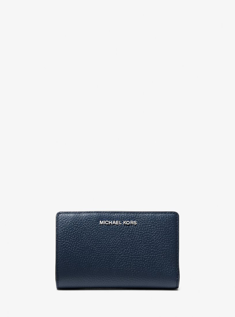 Portefeuilles Michael Kors Empire Medium Pebbled Leather Wallet Femme Bleu Marine | 1928ZCYDS