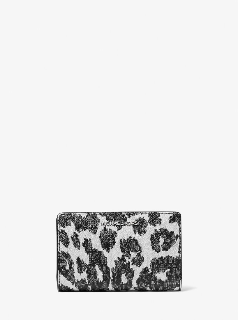 Portefeuilles Michael Kors Empire Medium Leopard Logo Wallet Femme Noir | 3590QKGPM