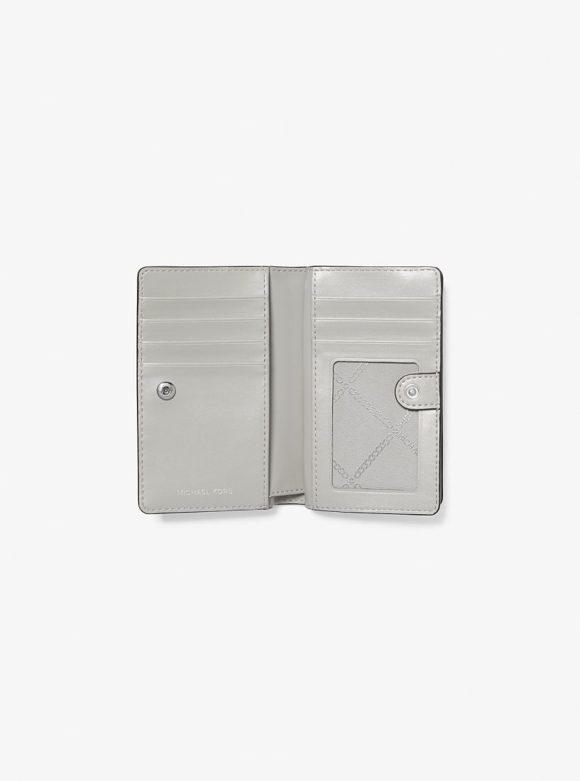 Portefeuilles Michael Kors Empire Medium Metallic Pebbled Leather Wallet Femme Argent | 0496YNOSA