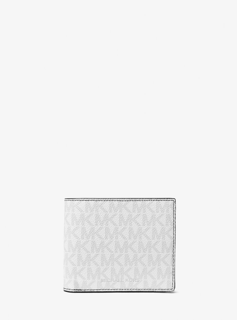 Portefeuilles Michael Kors Greyson Logo Billfold Wallet With Coin Pocket Homme Bright Wht | 8314YNCIR