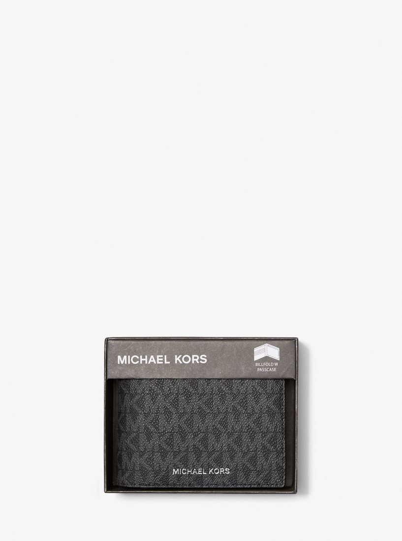 Portefeuilles Michael Kors Harrison Logo Billfold Wallet With Passcase Homme Noir | 2893QJOAF