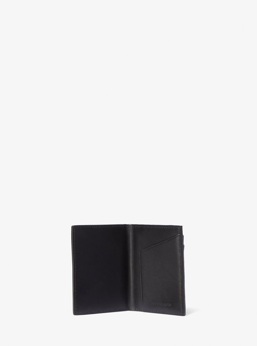 Portefeuilles Michael Kors Hudson Crocodile Embossed Leather Bifold Wallet Homme Noir | 4986YPQZI