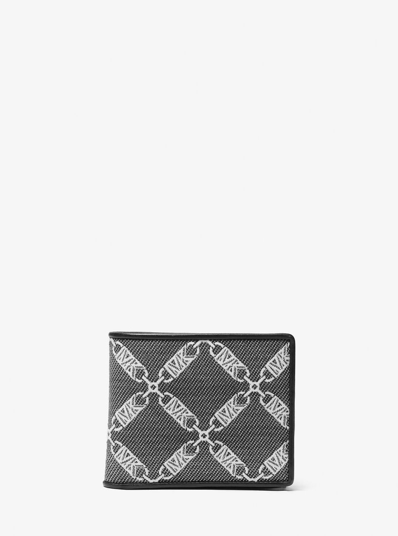 Portefeuilles Michael Kors Hudson Empire Logo Jacquard Billfold Wallet Homme Noir | 0526QZBWA