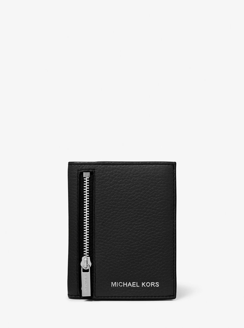 Portefeuilles Michael Kors Hudson Leather Zip Wallet Homme Noir | 8596LNPRV