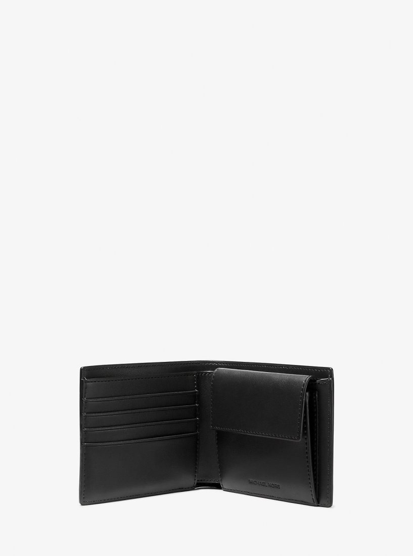 Portefeuilles Michael Kors Hudson Pebbled Leather Billfold Wallet With Coin Pouch Homme Noir | 8961GTPEM