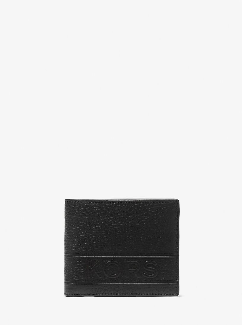 Portefeuilles Michael Kors Hudson Pebbled Leather Billfold Wallet With Coin Pouch Homme Noir | 8961GTPEM