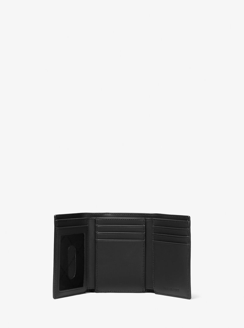 Portefeuilles Michael Kors Hudson Pebbled Leather Tri-Fold Wallet Homme Noir | 0974PMIJS