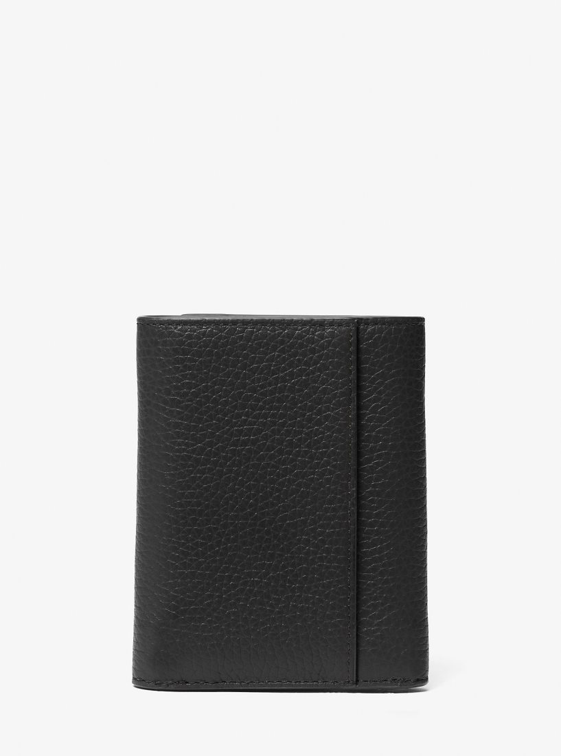 Portefeuilles Michael Kors Hudson Pebbled Leather Tri-Fold Wallet Homme Noir | 0974PMIJS