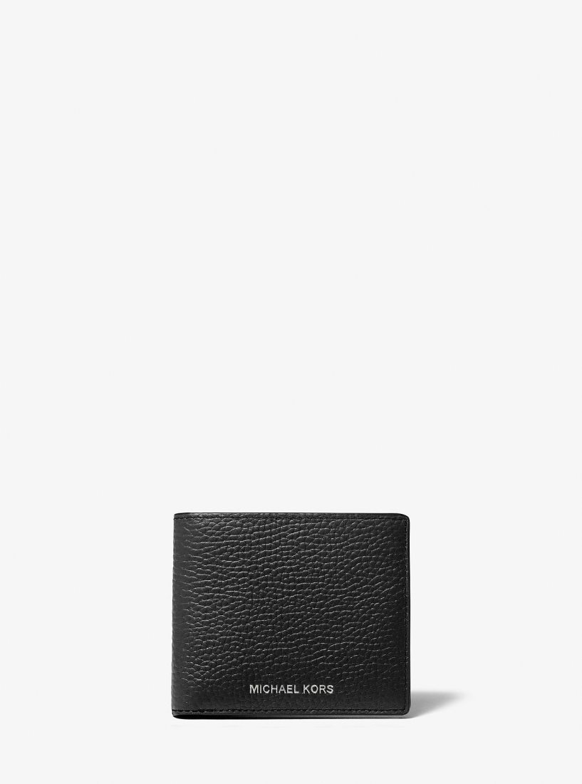 Portefeuilles Michael Kors Hudson Pebbled Leather Slim Billfold Wallet Homme Noir | 1957RDYJL