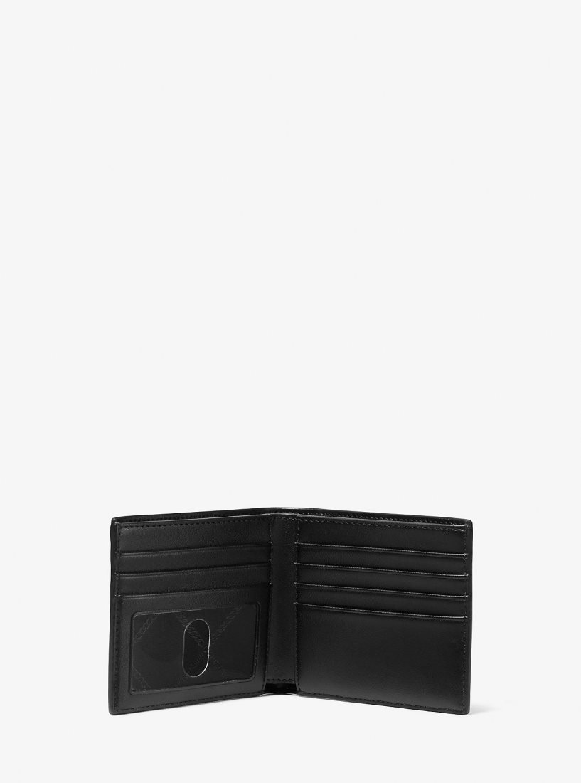 Portefeuilles Michael Kors Hudson Signature Logo Billfold Wallet Homme Noir | 7189BWAGT