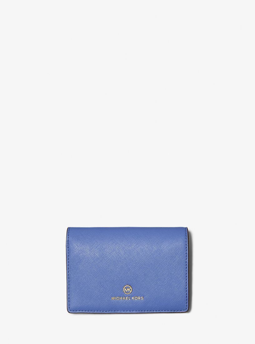 Portefeuilles Michael Kors Jet Set Charm Medium Saffiano Leather Wallet Femme Bleu | 2305XJEBM