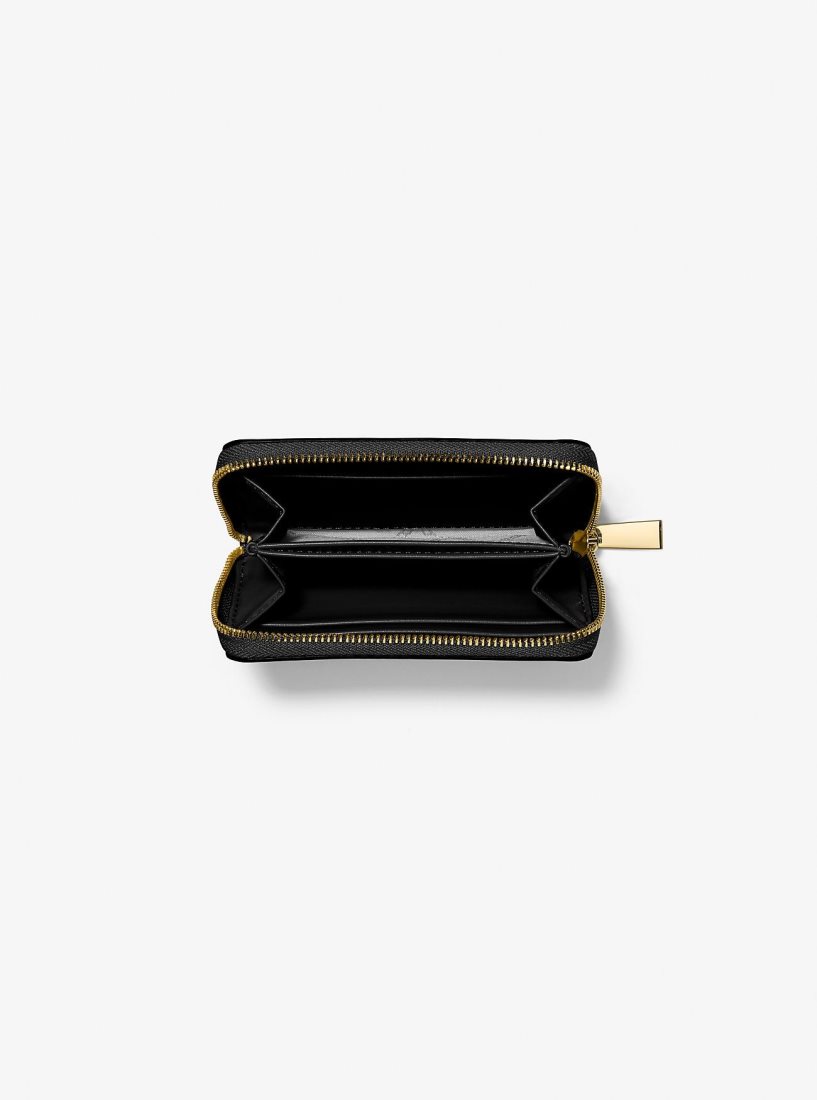 Portefeuilles Michael Kors Jet Set Small Topstitched Leather Wallet Femme Noir | 2507DURQL