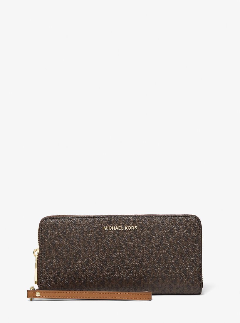 Portefeuilles Michael Kors Large Logo Continental Wallet Femme Marron | 1938KVAZQ
