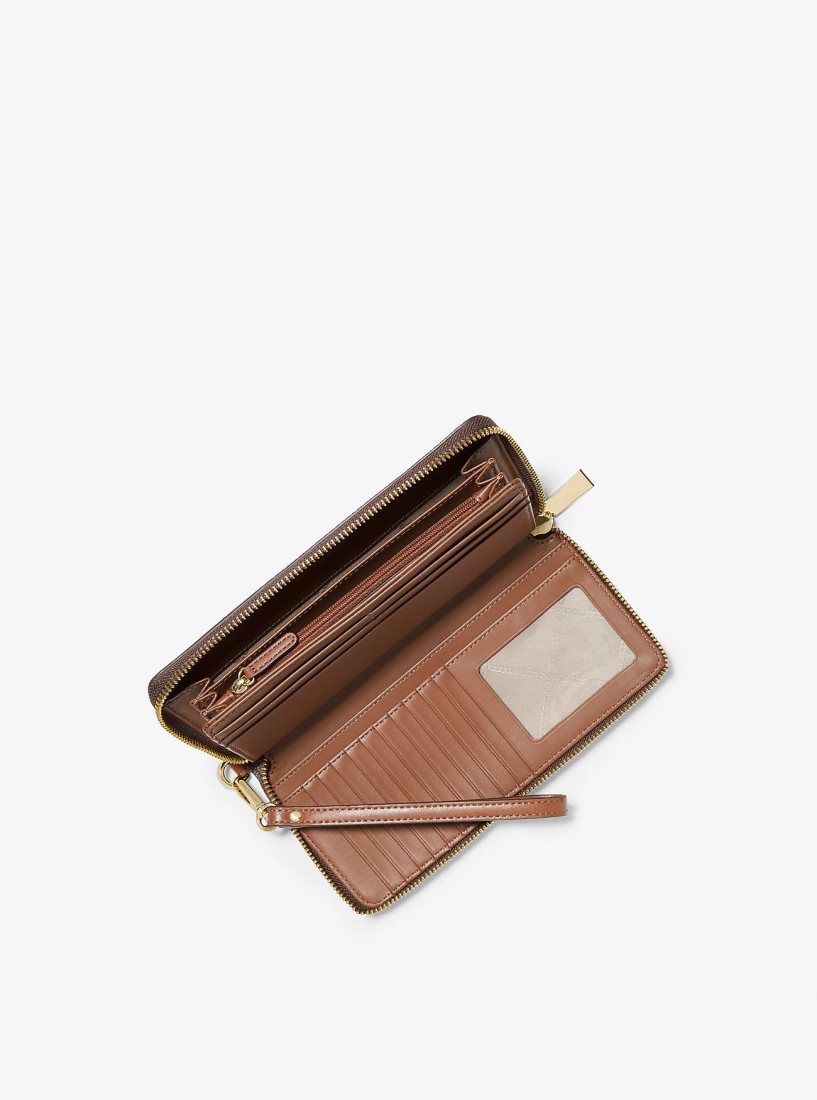 Portefeuilles Michael Kors Large Logo Stripe Continental Wallet Femme Rouge Clair | 0631PJBOA