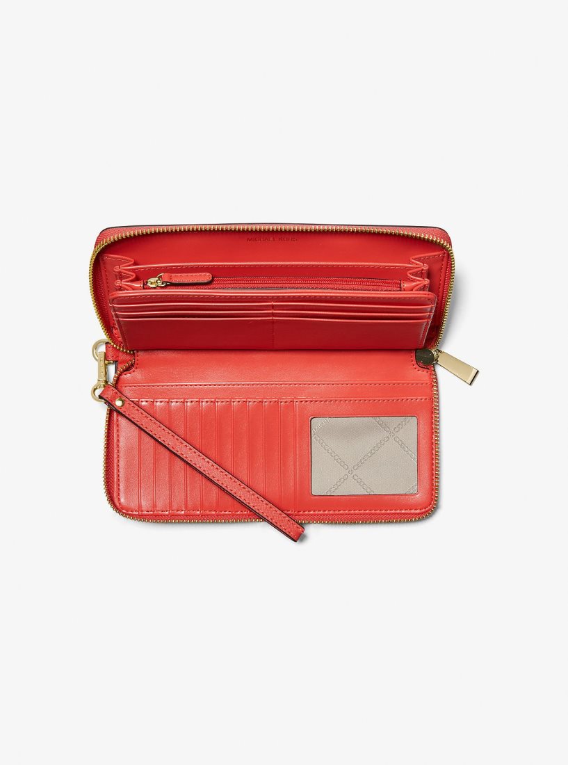 Portefeuilles Michael Kors Large Saffiano Leather Continental Wallet Femme Corail | 0461PCMGE