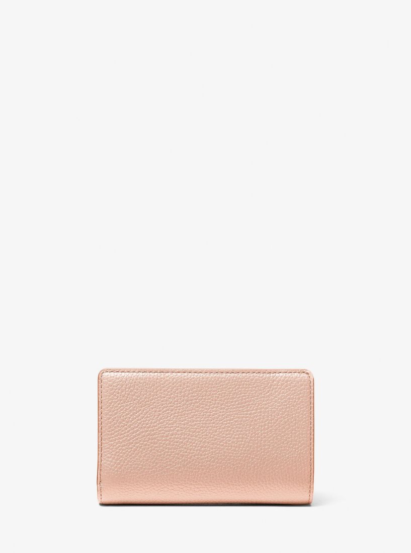 Portefeuilles Michael Kors Medium Pebbled Leather Wallet Femme Rose | 1976YJSNM