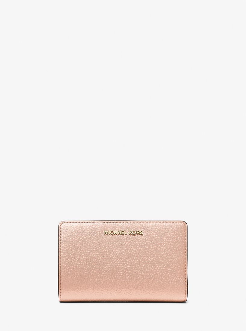 Portefeuilles Michael Kors Medium Pebbled Leather Wallet Femme Rose | 1976YJSNM