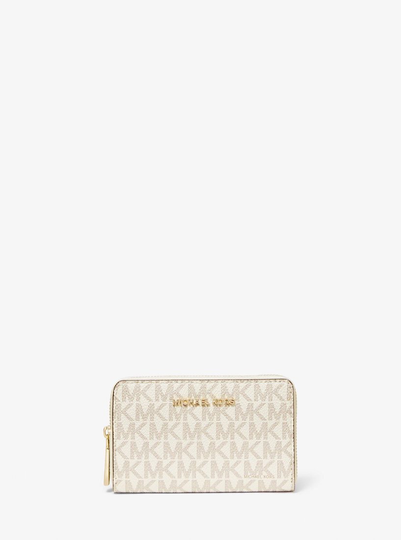 Portefeuilles Michael Kors Small Logo and Leather Wallet Femme Jaune Clair | 3862TZJRI