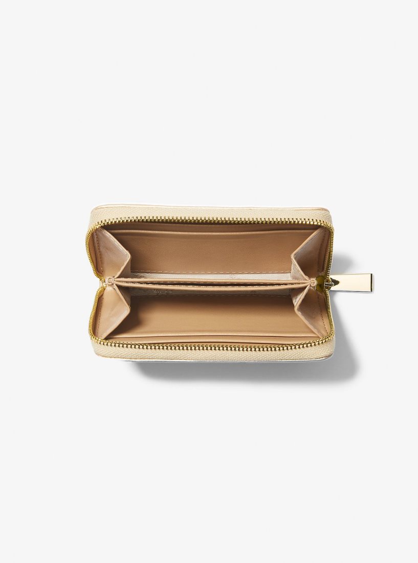 Portefeuilles Michael Kors Small Metallic Quilted Leather Wallet Femme Doré | 2061HDNXU