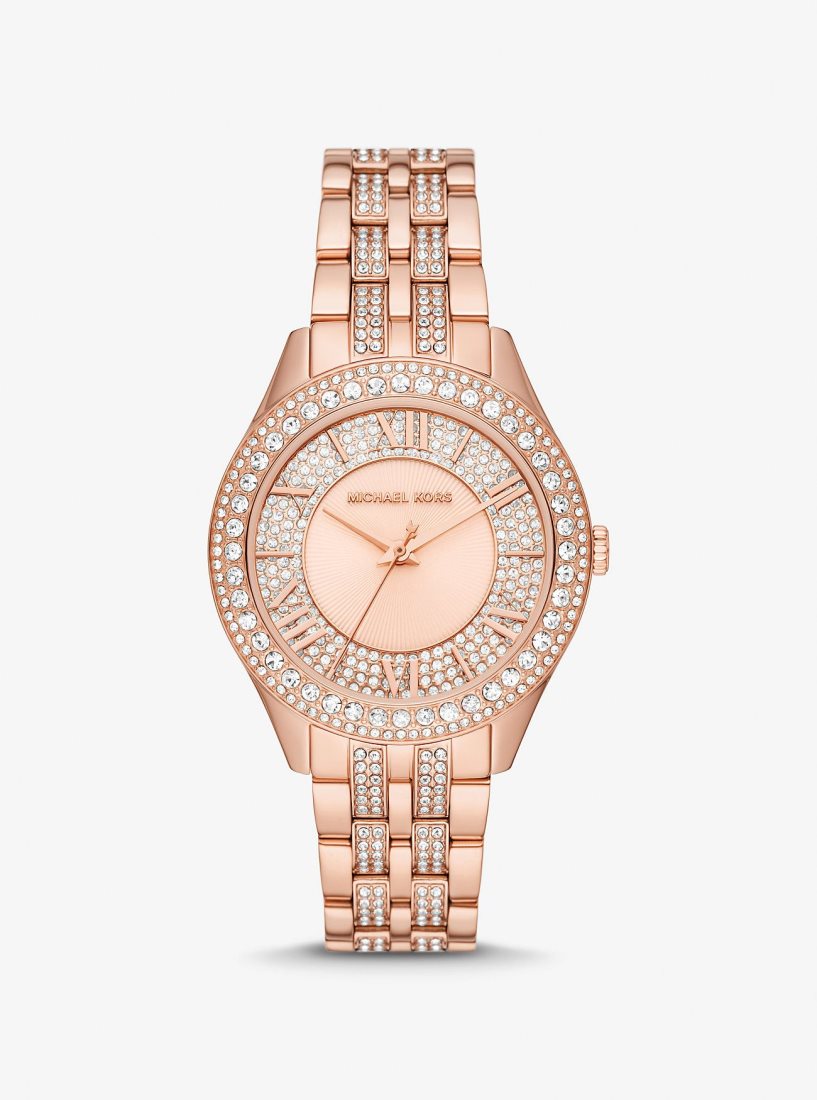 Rose Gold-tone Michael Kors Harlowe Pave Rose Gold-Tone Watch Femme Rose Doré | 6450NGRUP