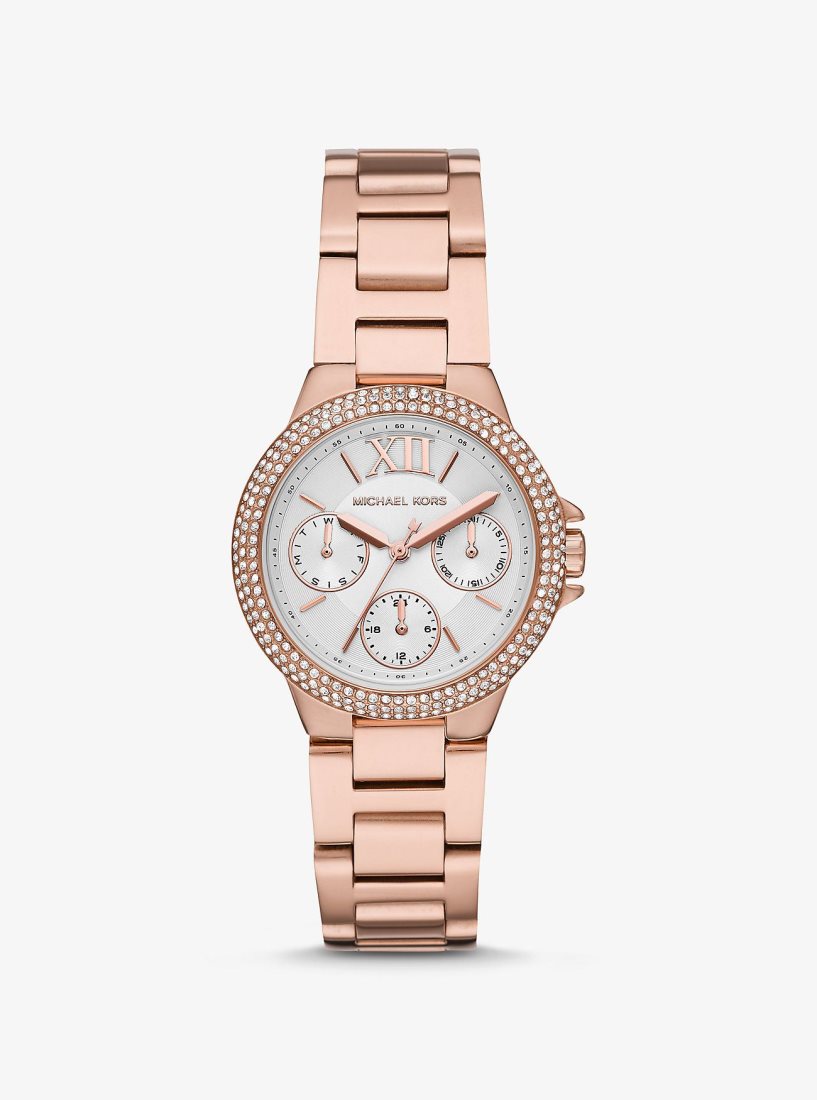 Rose Gold-tone Michael Kors Mini Camille Pave Rose Gold-Tone Watch Femme Rose Doré | 3510KANMD
