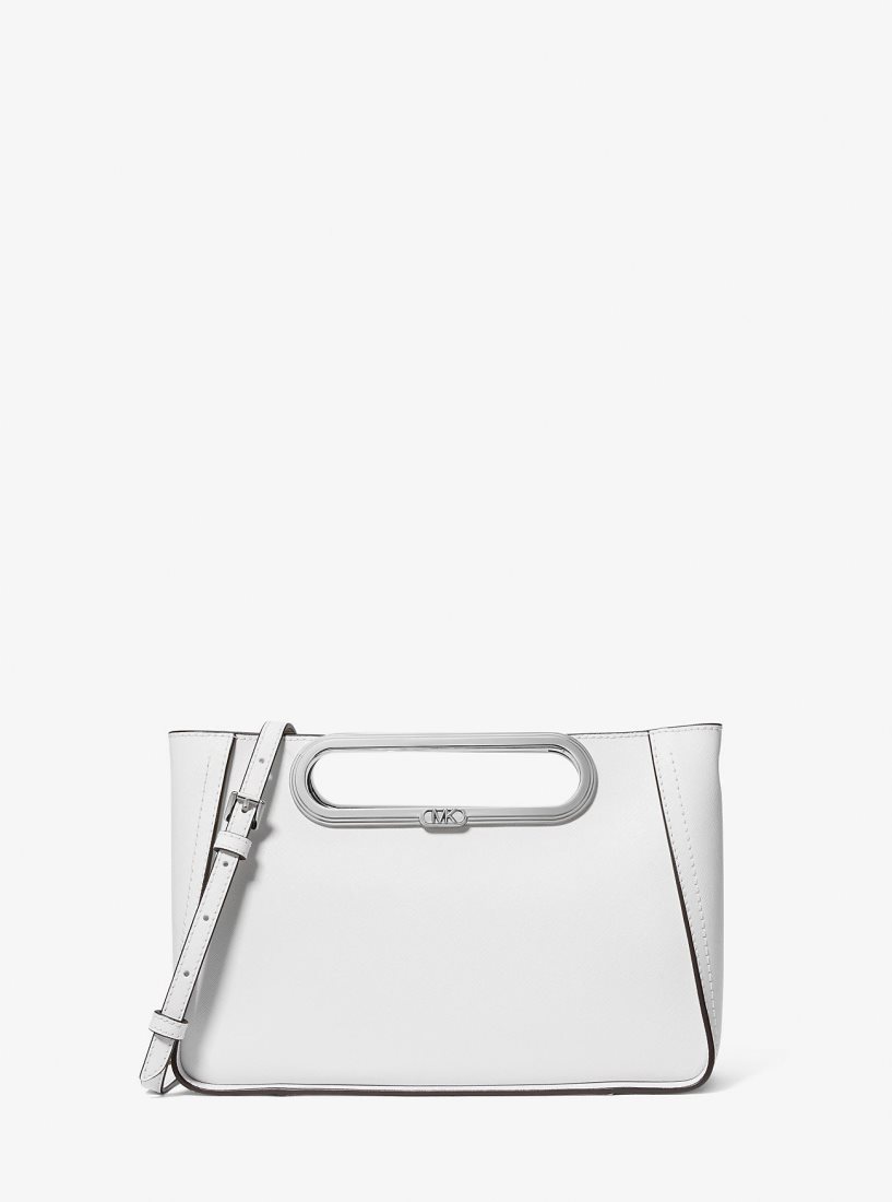 Sac Crossbody Michael Kors Chelsea Large Saffiano Leather Convertible Crossbody Bag Femme Blanche | 7589HCTWO
