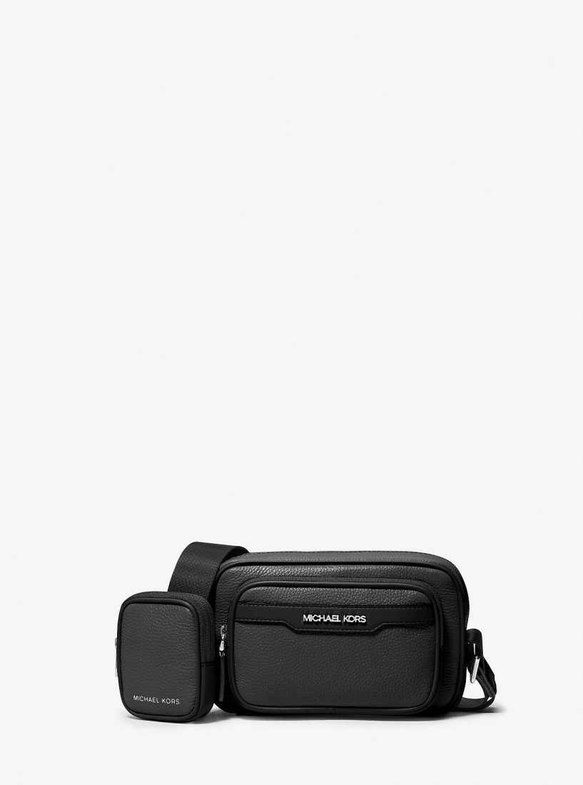 Sac Crossbody Michael Kors Cooper Pebbled Leather Camera Bag Homme Noir | 7193ASWZP