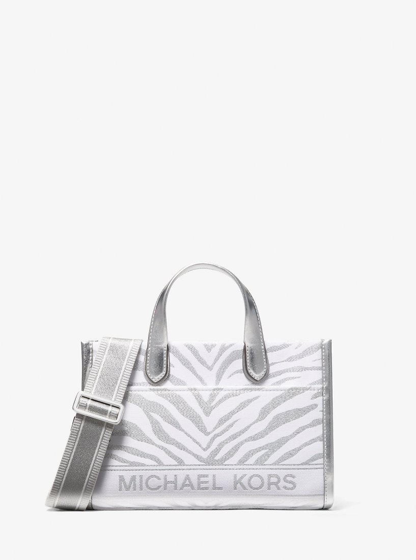 Sac Crossbody Michael Kors Gigi Small Metallic Zebra Jacquard Messenger Bag Femme Argent Multicolore | 8903IJFOP