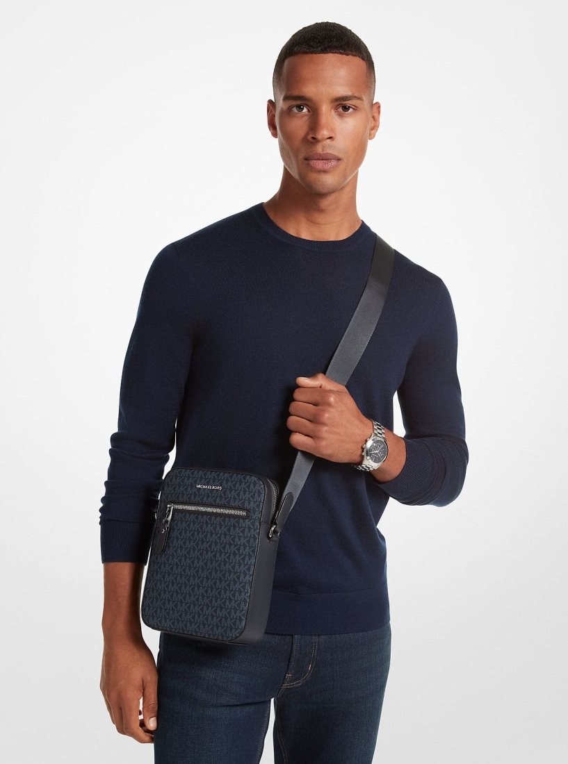 Sac Crossbody Michael Kors Henry Logo Flight Bag Homme Admrl/Plblue | 3275MGVFC