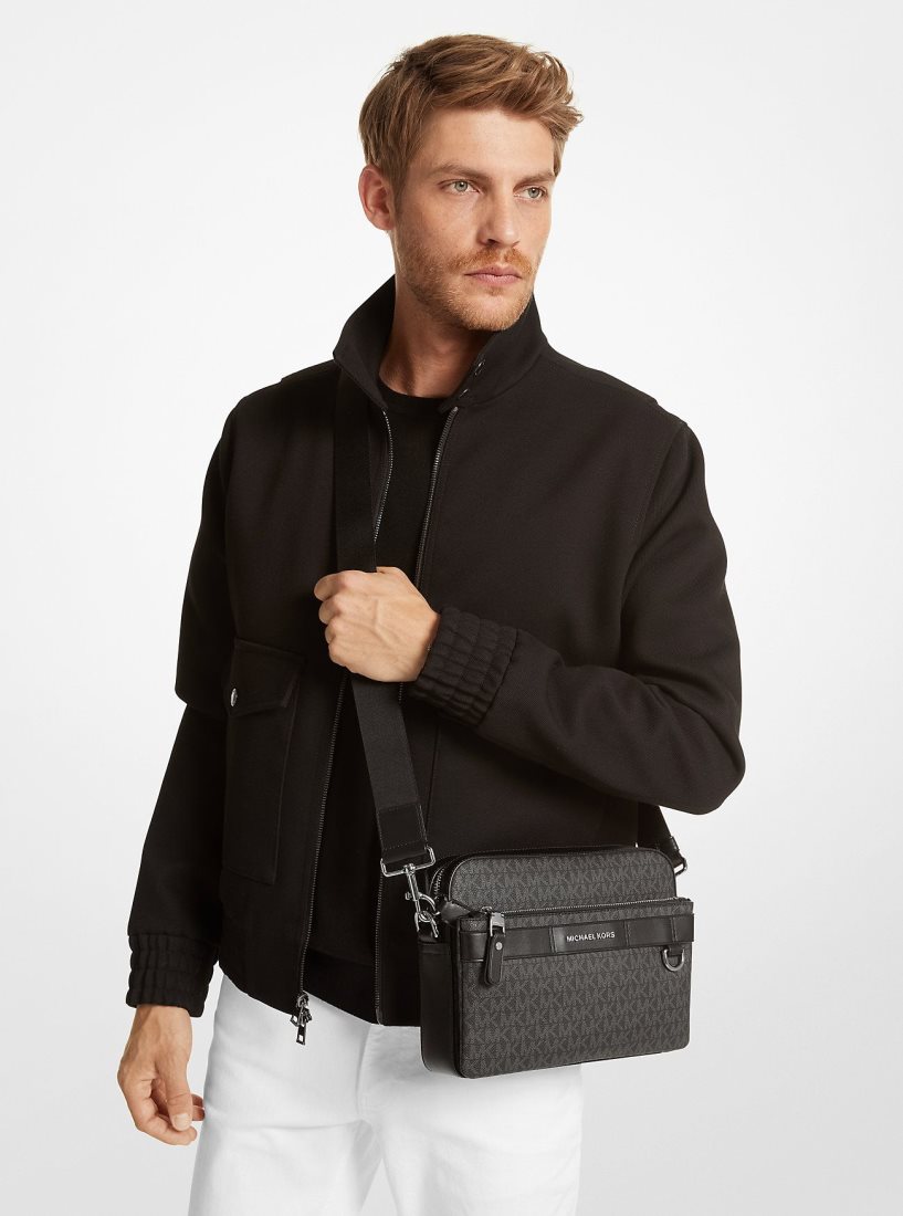 Sac Crossbody Michael Kors Hudson 2-in-1 Logo Crossbody Bag Homme Noir | 0154PWLVE