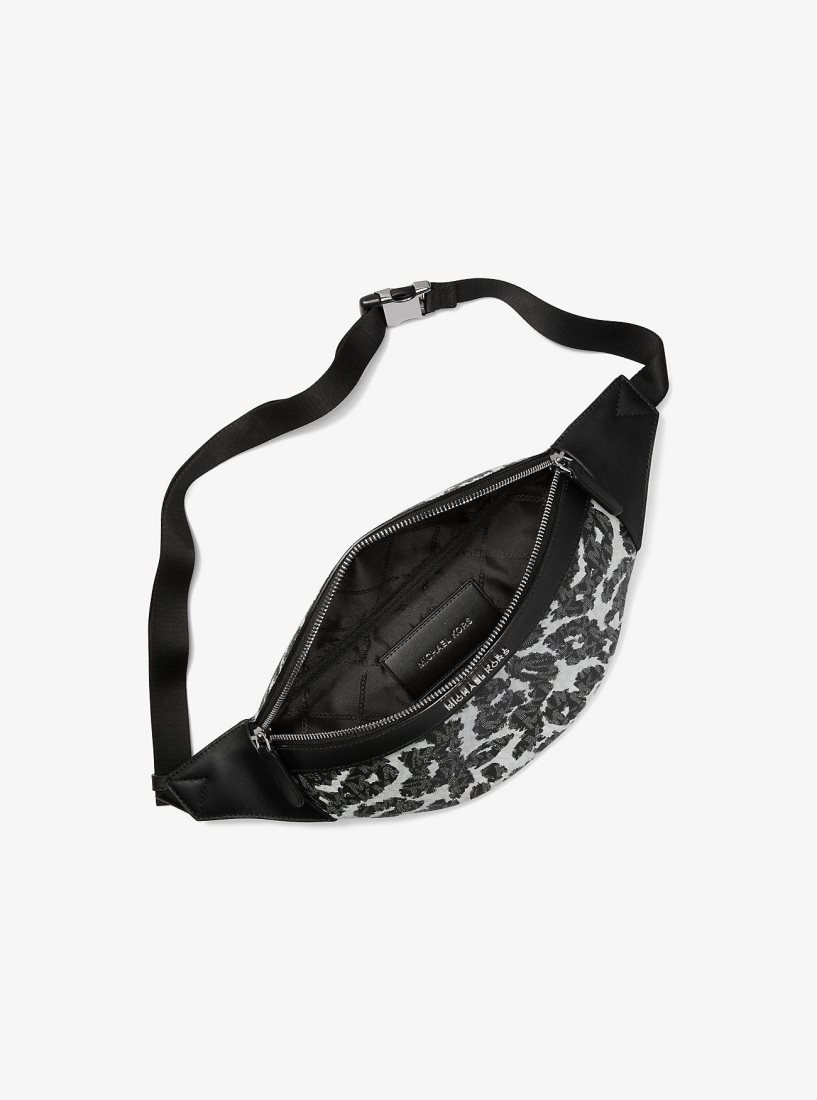 Sac Crossbody Michael Kors Hudson Leopard Logo Sling Pack Homme Noir Grise | 2956FLGON