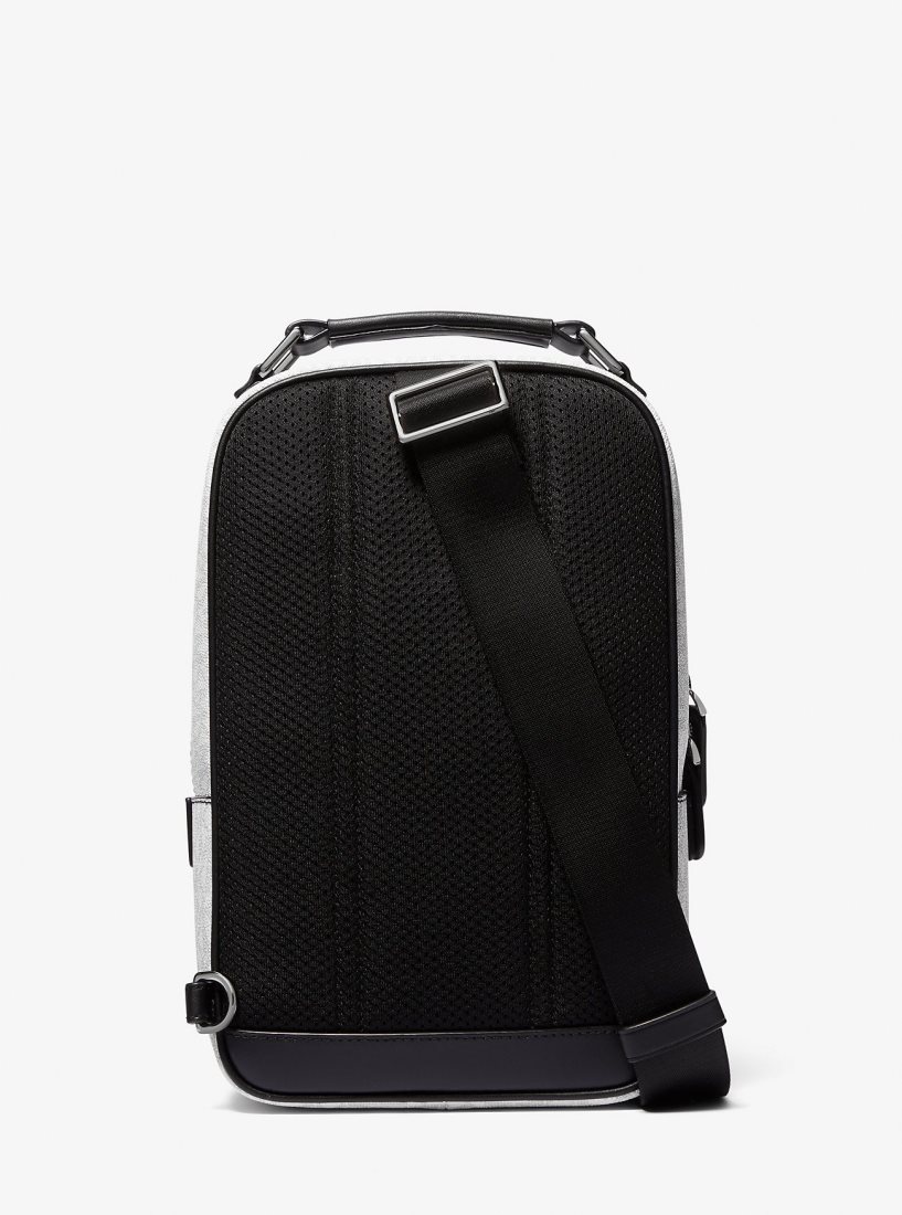 Sac Crossbody Michael Kors Hudson Logo Sling Pack Homme Bright Wht | 0819XHBIT