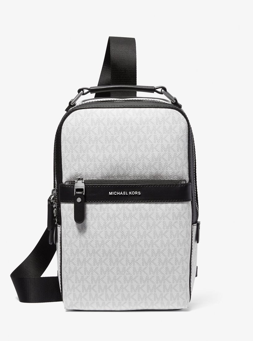 Sac Crossbody Michael Kors Hudson Logo Sling Pack Homme Bright Wht | 0819XHBIT