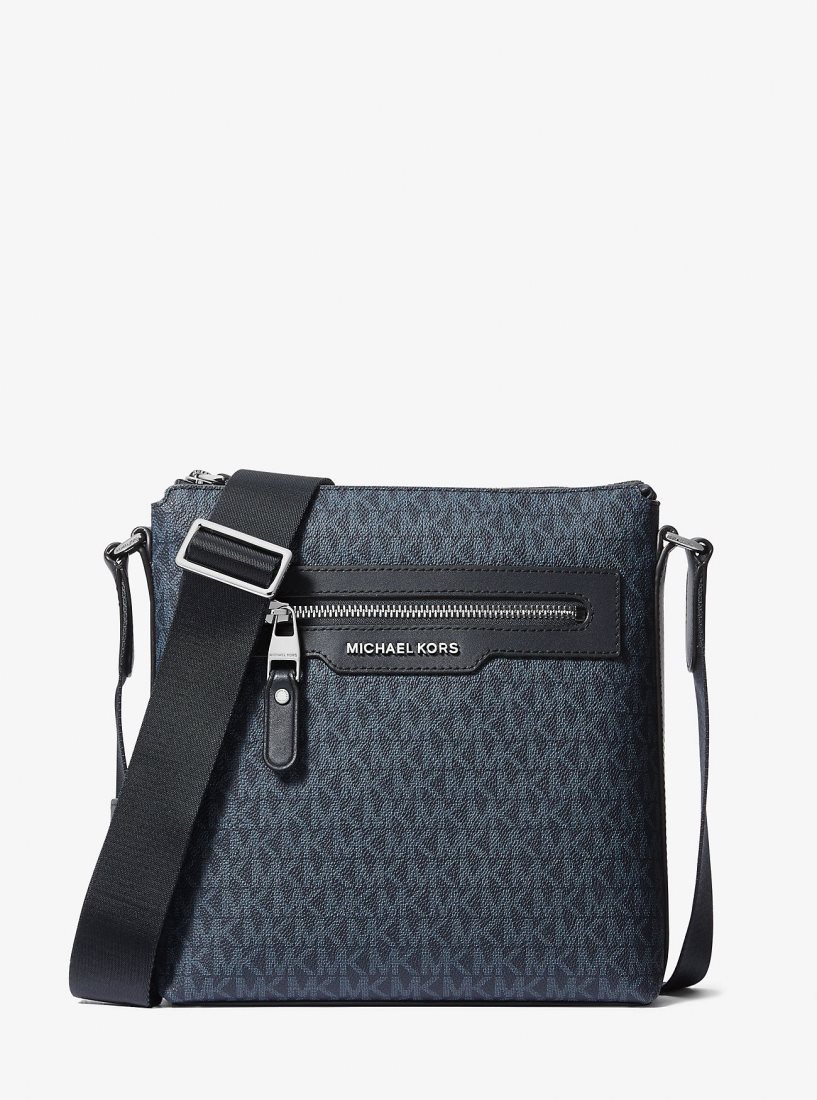 Sac Crossbody Michael Kors Hudson Medium Signature Logo Crossbody Bag Homme Admrl/Plblue | 8470UBOQE