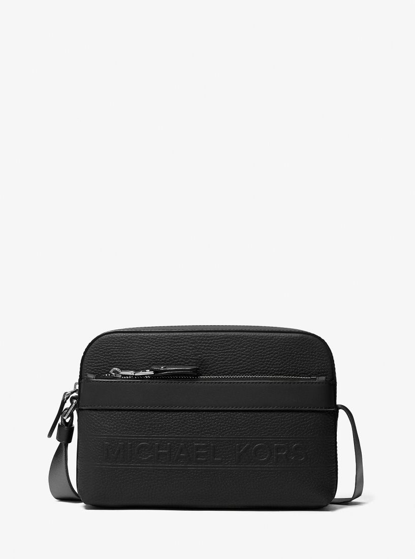 Sac Crossbody Michael Kors Hudson Pebbled Leather Utility Crossbody Bag Homme Noir | 1049IAYMC