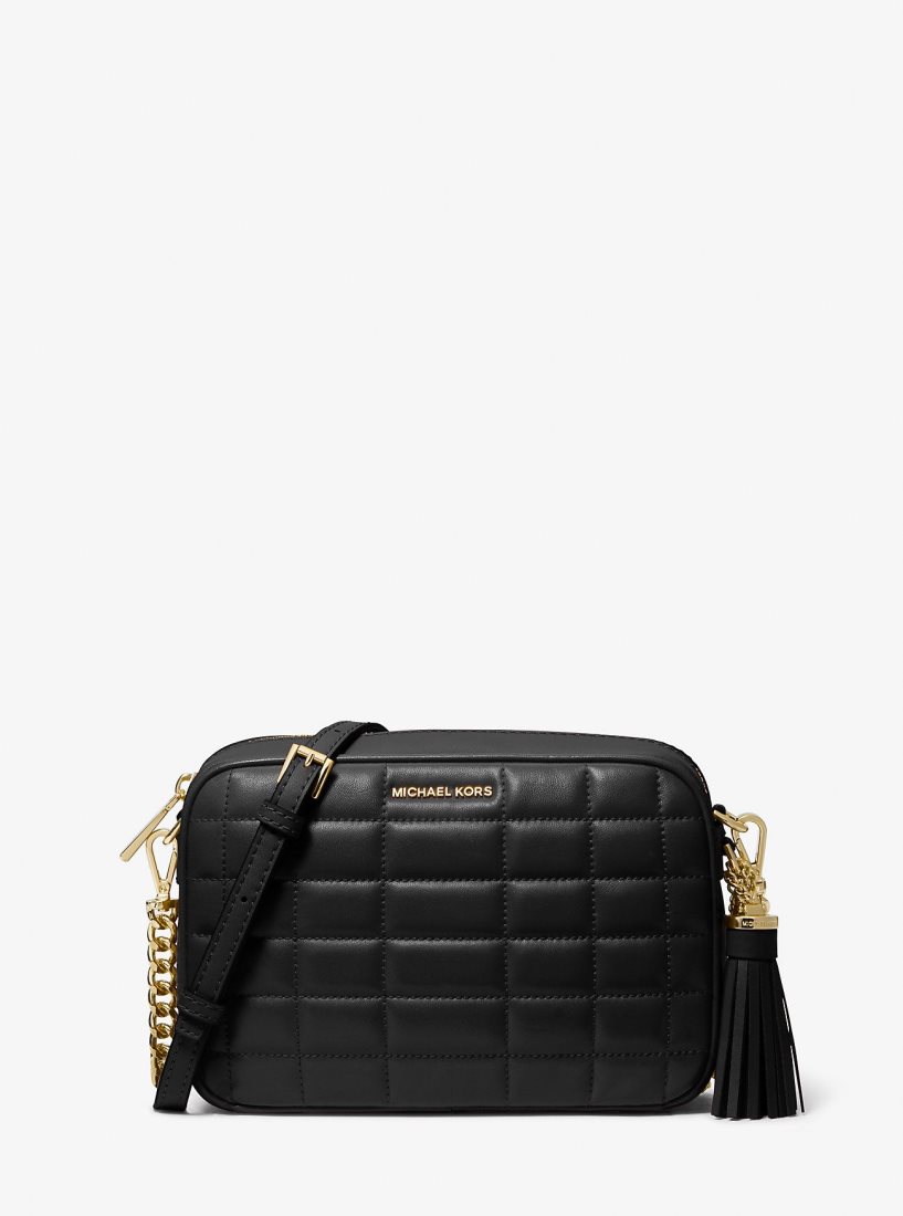 Sac Crossbody Michael Kors Jet Set Medium Quilted Leather Crossbody Bag Femme Noir | 0438ACUFR
